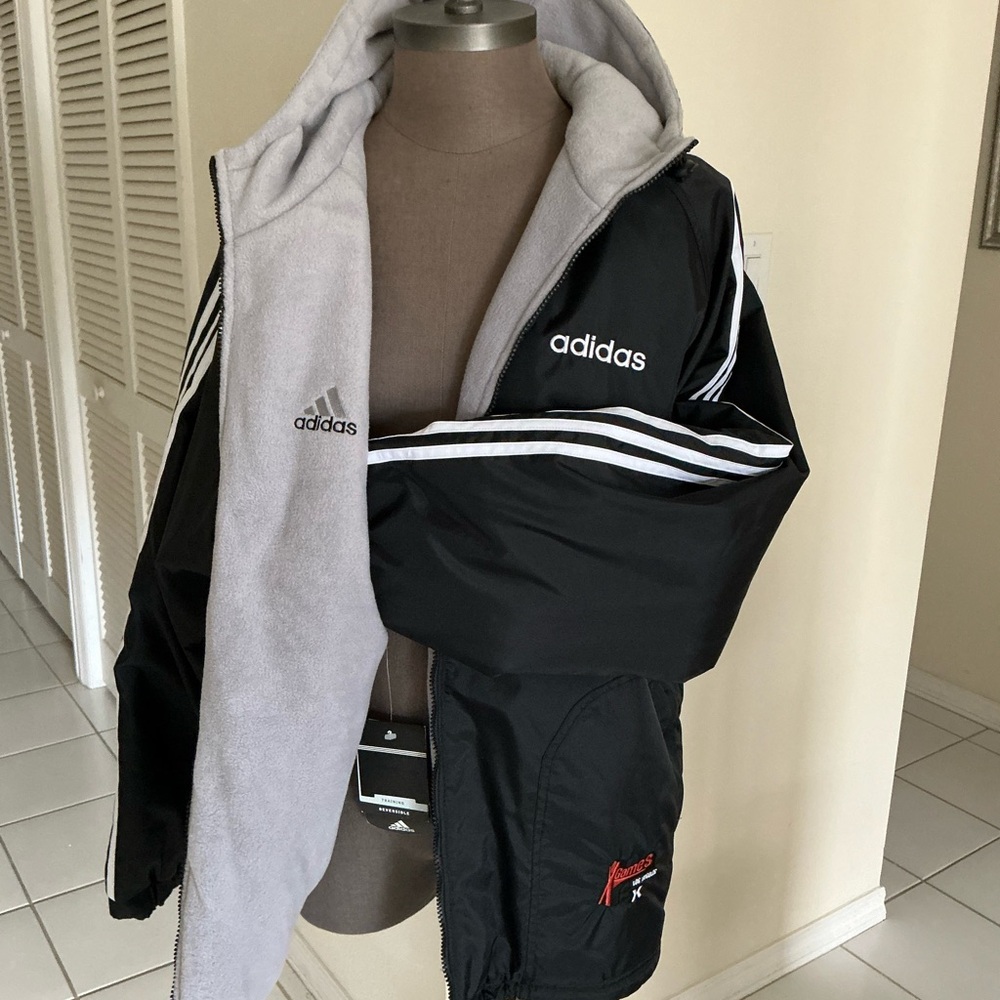 NWT Adidas Black & White Hooded Jacket